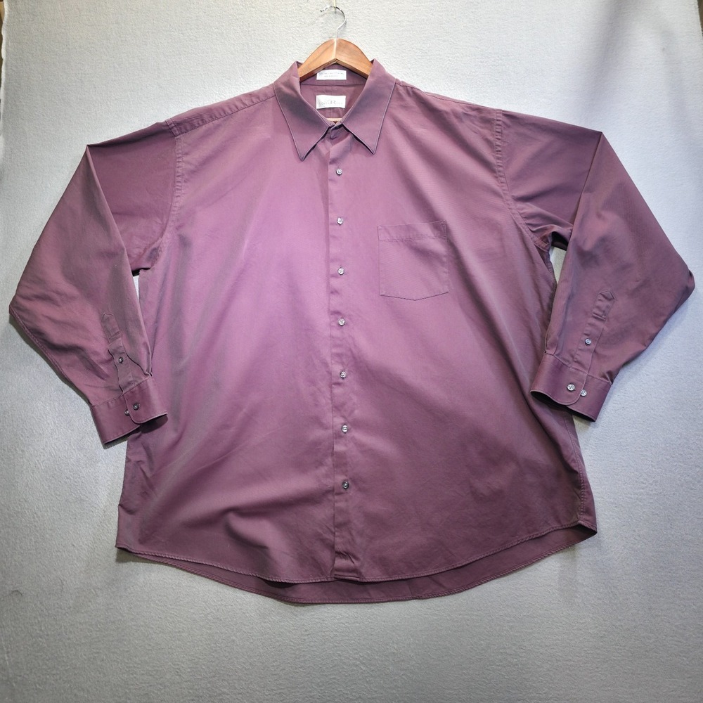 Louis Roth Men's Burgundy Long Staple Cotton Twill Dress Shirt Size 18.5-36/37